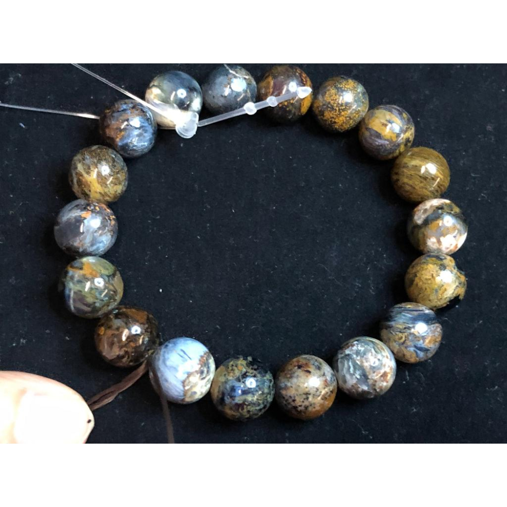 天然莫內星空油畫感強彩色藍彼得石單圈手鍊手珠手串手環10.8mm/33.9g手圍17cm-細節圖9