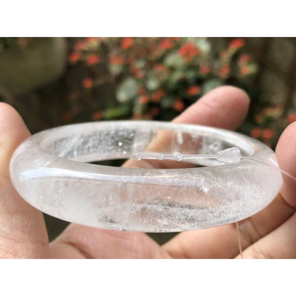 17.67圍天然白水晶白幽靈手鐲鐲子手環珠寶玉石首飾飾品-細節圖2