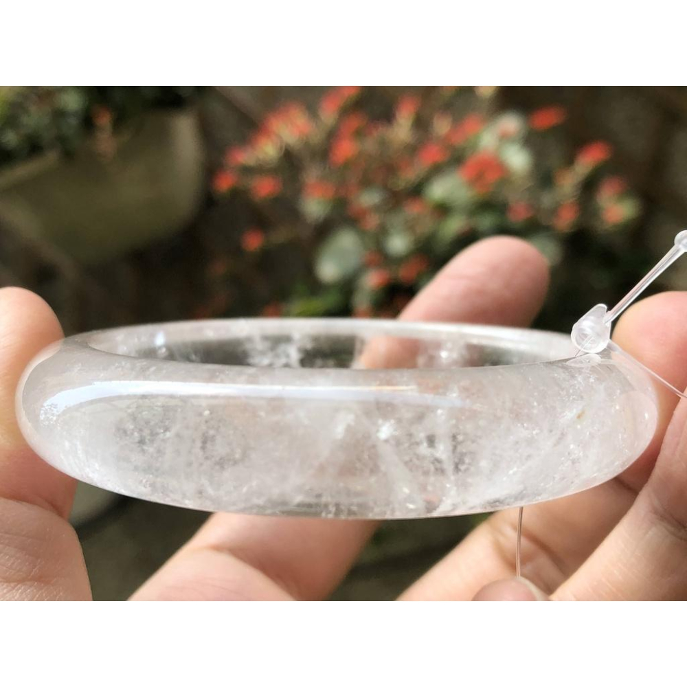 17.67圍天然白水晶白幽靈手鐲鐲子手環珠寶玉石首飾飾品-細節圖5