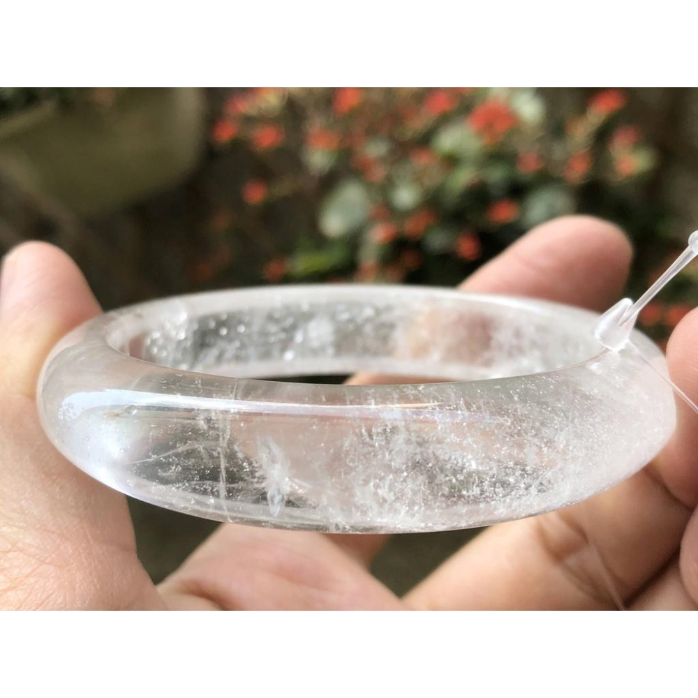 17.67圍天然白水晶白幽靈手鐲鐲子手環珠寶玉石首飾飾品-細節圖6