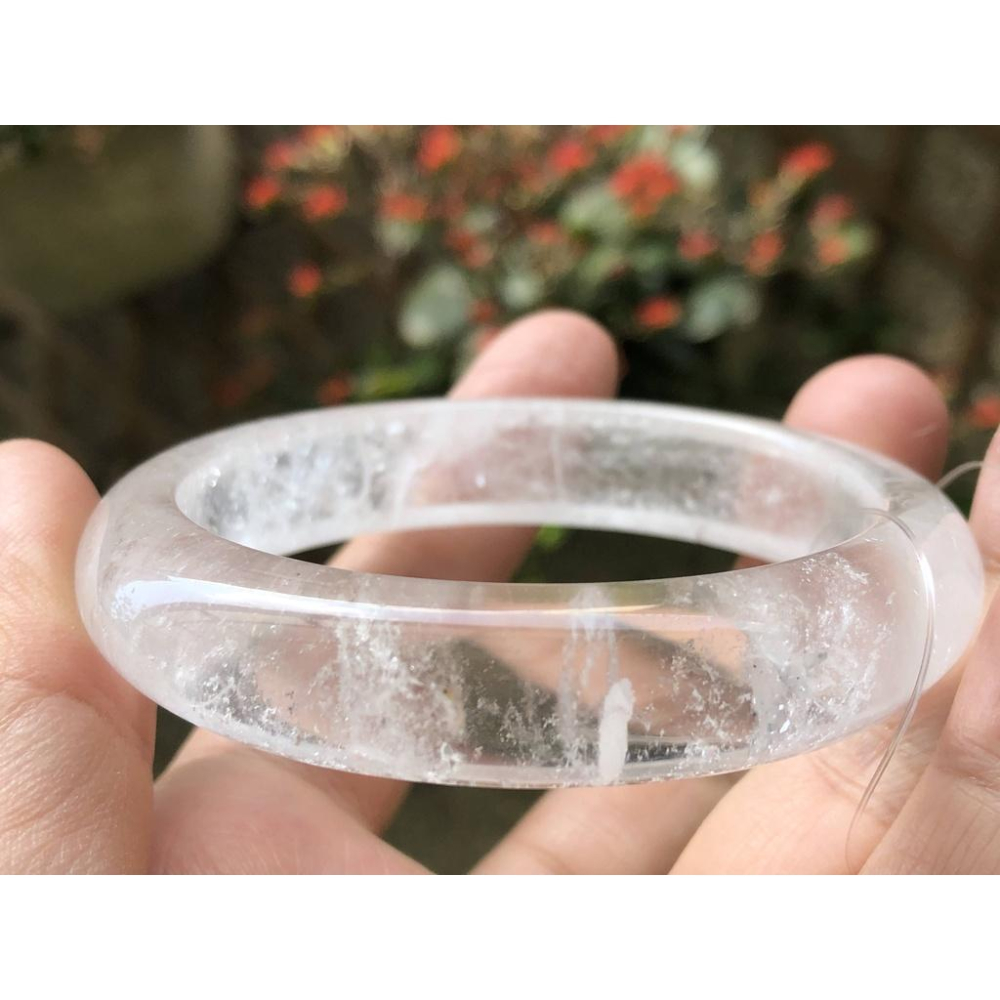 17.67圍天然白水晶白幽靈手鐲鐲子手環珠寶玉石首飾飾品-細節圖7