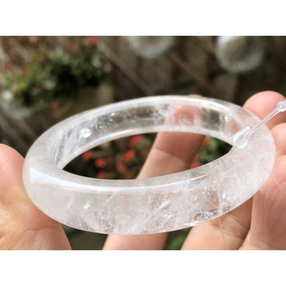 17.67圍天然白水晶白幽靈手鐲鐲子手環珠寶玉石首飾飾品-細節圖8