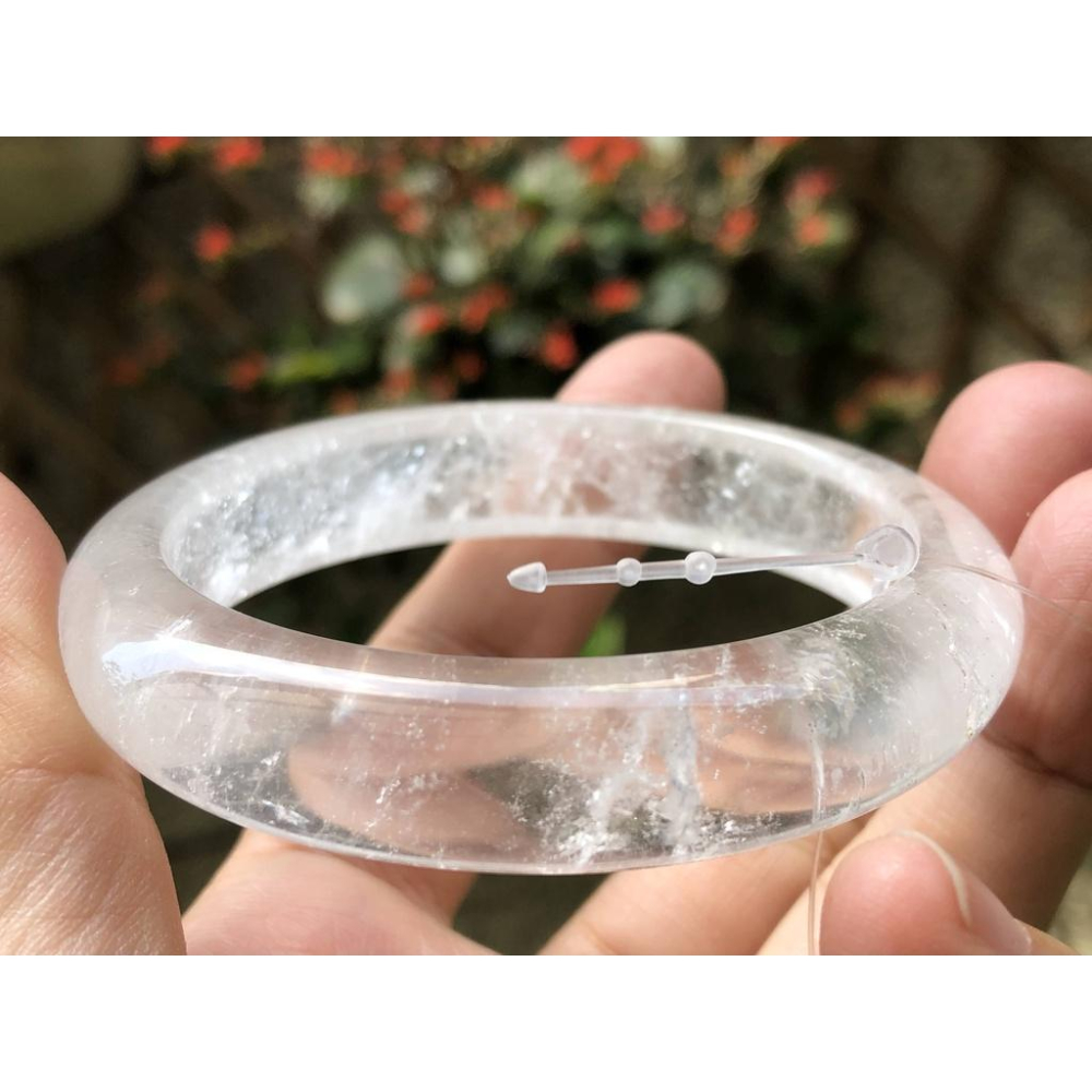 17.67圍天然白水晶白幽靈手鐲鐲子手環珠寶玉石首飾飾品-細節圖9