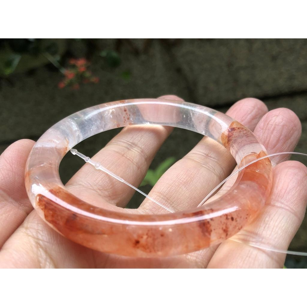 17.76圍美鐲滿絲透料天然紅水晶紅膠花手鐲鐲子玉鐲手環圓條圓骨鐲招財珠寶玉石首飾飾品-細節圖2