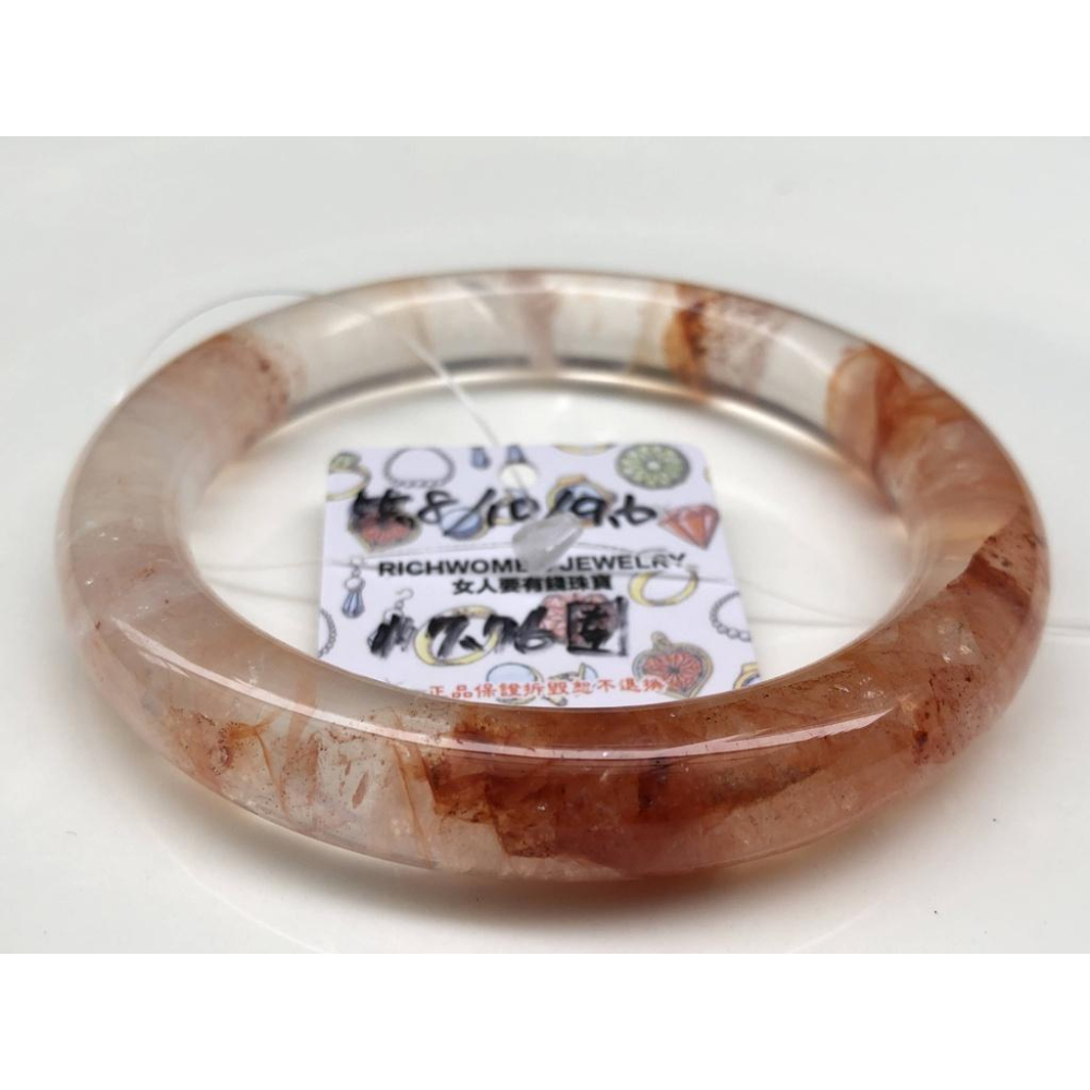 17.76圍美鐲滿絲透料天然紅水晶紅膠花手鐲鐲子玉鐲手環圓條圓骨鐲招財珠寶玉石首飾飾品-細節圖4