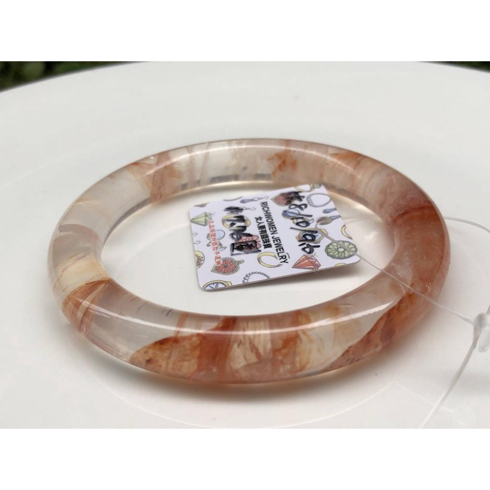 17.76圍美鐲滿絲透料天然紅水晶紅膠花手鐲鐲子玉鐲手環圓條圓骨鐲招財珠寶玉石首飾飾品-細節圖8