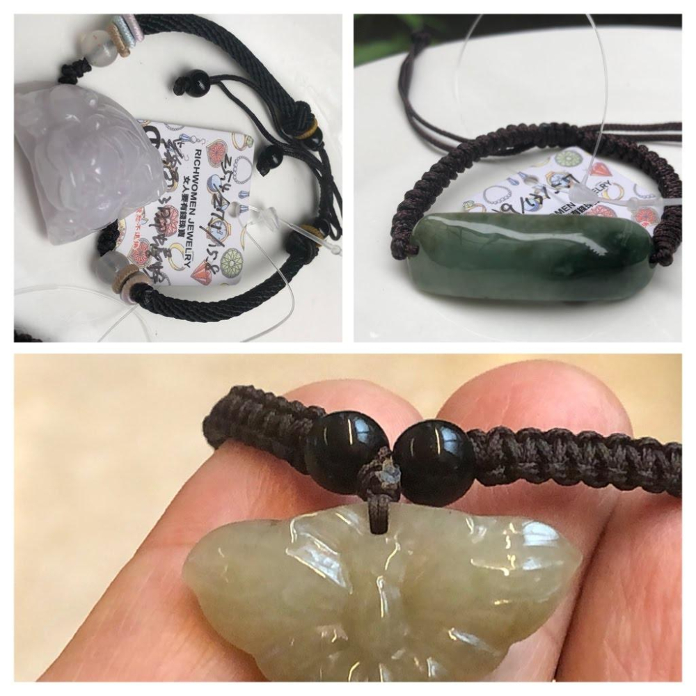 天然玉石緬甸玉翡翠a貨藍水油青紫羅蘭金蟾三腳蟾蜍黃翡蝴蝶手編繩手排手鍊手串手環珠寶玉石首飾飾品數款任選其一-細節圖2