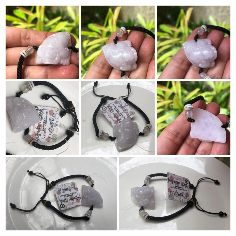 天然玉石緬甸玉翡翠a貨藍水油青紫羅蘭金蟾三腳蟾蜍黃翡蝴蝶手編繩手排手鍊手串手環珠寶玉石首飾飾品數款任選其一-細節圖6