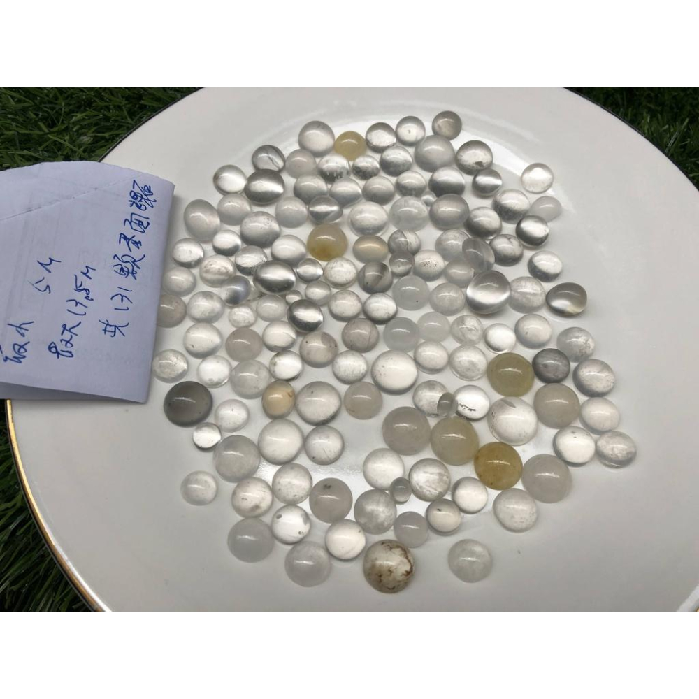 一手131顆蛋面純天然玉石水沫玉冰種玻璃種放光蛋面裸石做成玉戒水沫子漲勢可期翡翠共生礦鈉長石-細節圖2