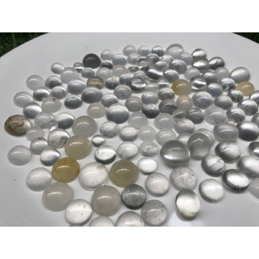 一手131顆蛋面純天然玉石水沫玉冰種玻璃種放光蛋面裸石做成玉戒水沫子漲勢可期翡翠共生礦鈉長石-細節圖5