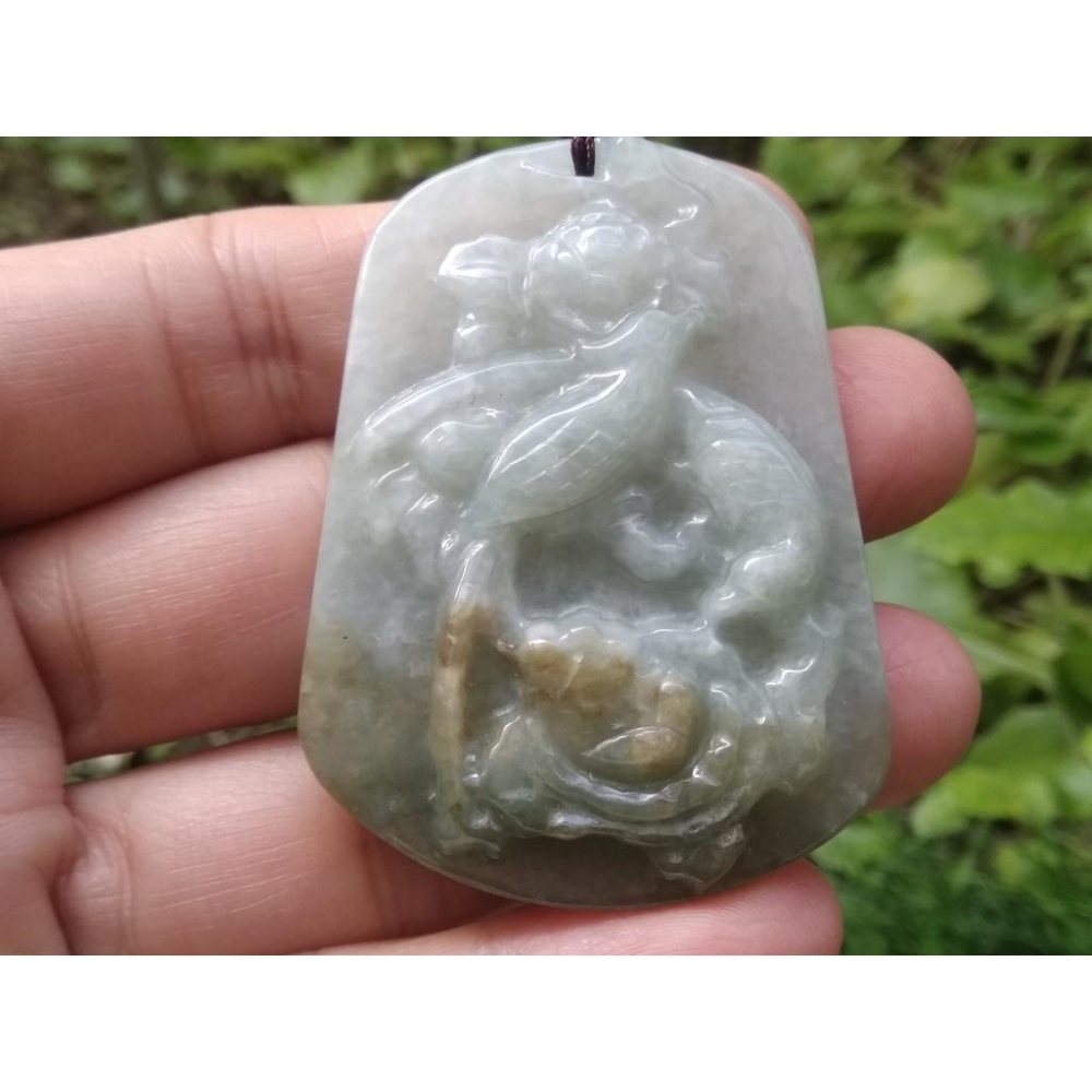 天然A貨翡翠緬甸玉冰糯種三彩涅磐重生鳳凰掛件吊墬墬子項墬掛墬項鍊配珠鍊53.6*40.7*7.9mm珠寶玉石首飾飾品-細節圖4