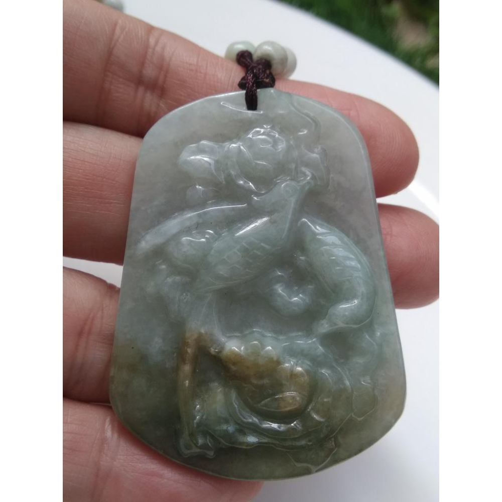 天然A貨翡翠緬甸玉冰糯種三彩涅磐重生鳳凰掛件吊墬墬子項墬掛墬項鍊配珠鍊53.6*40.7*7.9mm珠寶玉石首飾飾品-細節圖5