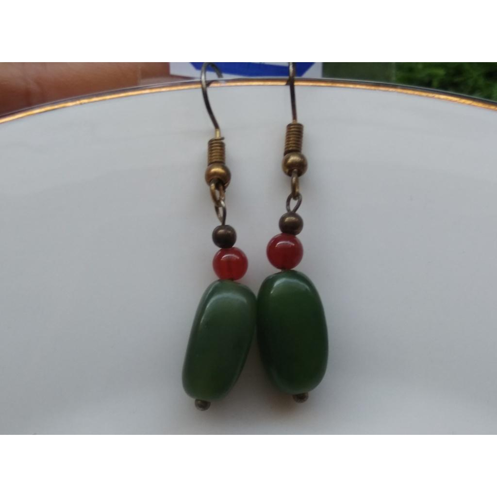 天然玉石和闐玉碧玉滿綠漢白玉耳釘耳鈎耳針耳環耳飾珠寶寶石首飾飾品-細節圖3