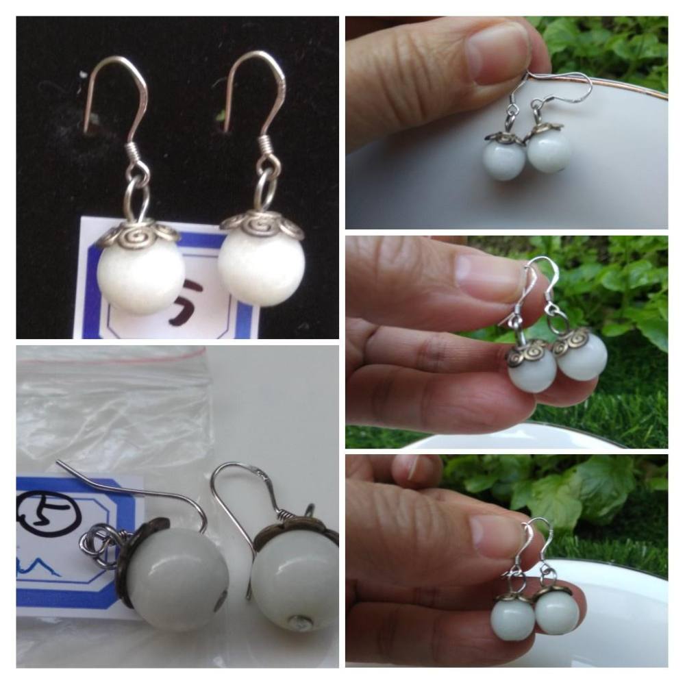 天然玉石和闐玉碧玉滿綠漢白玉耳釘耳鈎耳針耳環耳飾珠寶寶石首飾飾品-細節圖8