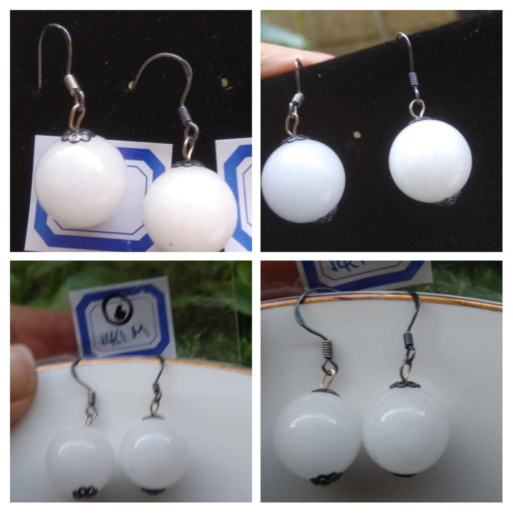 天然玉石和闐玉碧玉滿綠漢白玉耳釘耳鈎耳針耳環耳飾珠寶寶石首飾飾品-細節圖9