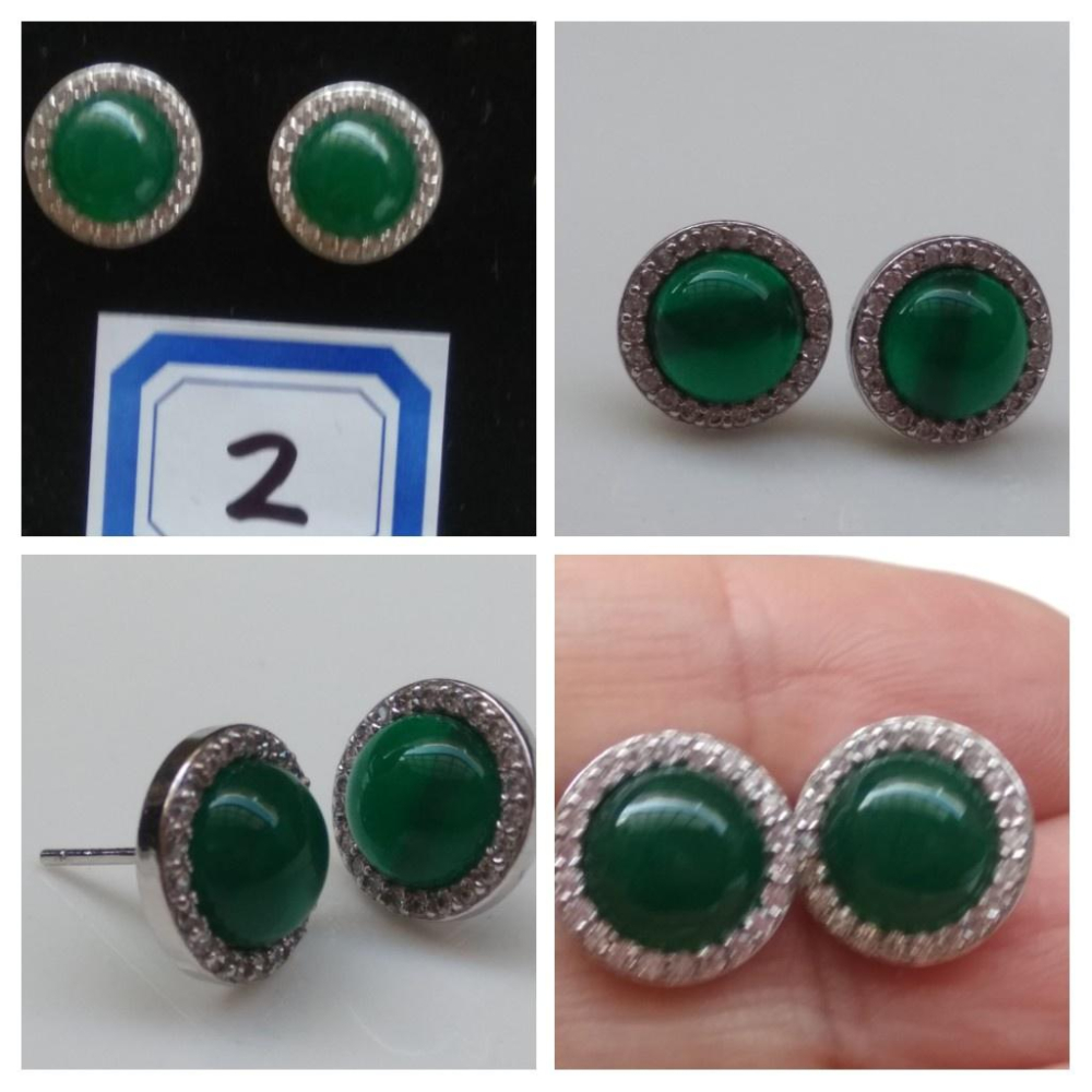 天然貝殼琉璃綠玉髓水晶簇白玉髓東陵玉耳釘耳鈎耳針耳環耳飾珠寶寶石首飾飾品-細節圖3