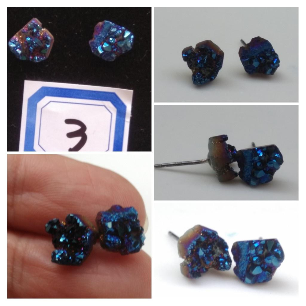 天然貝殼琉璃綠玉髓水晶簇白玉髓東陵玉耳釘耳鈎耳針耳環耳飾珠寶寶石首飾飾品-細節圖5