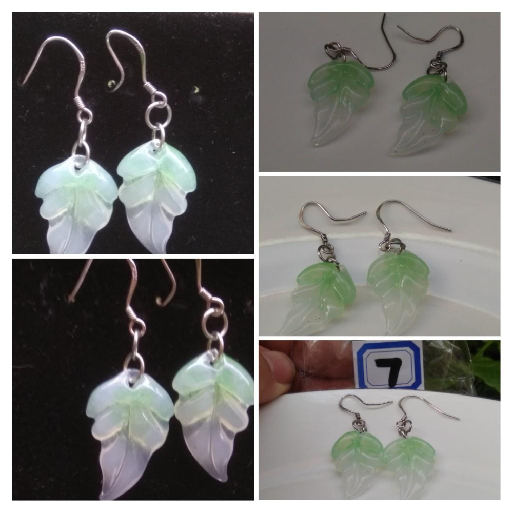 天然貝殼琉璃綠玉髓水晶簇白玉髓東陵玉耳釘耳鈎耳針耳環耳飾珠寶寶石首飾飾品-細節圖7