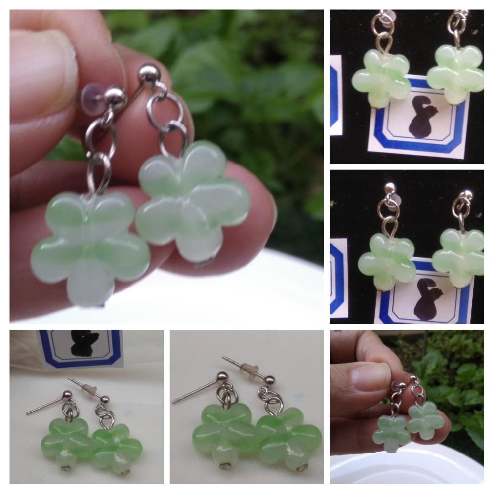 天然貝殼琉璃綠玉髓水晶簇白玉髓東陵玉耳釘耳鈎耳針耳環耳飾珠寶寶石首飾飾品-細節圖8