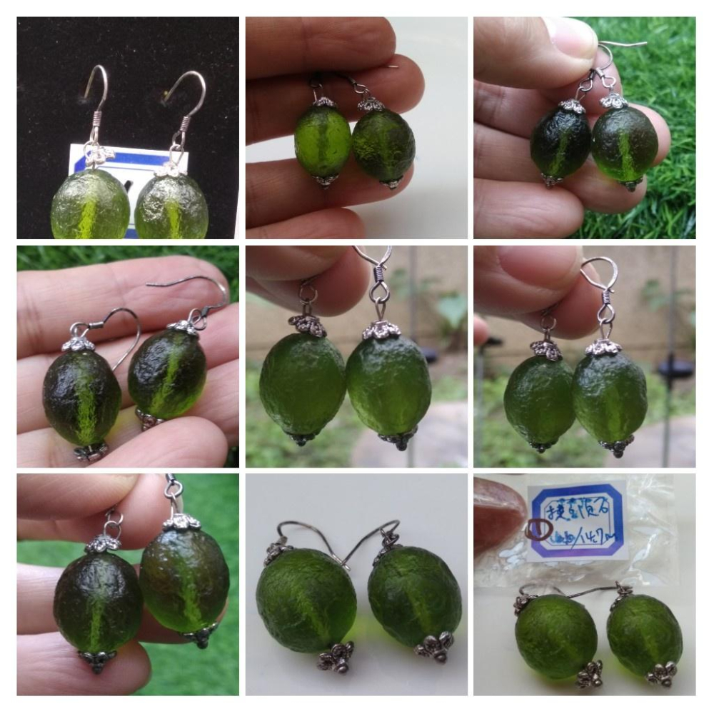 天然水晶紅石榴石葡萄多子多福氣/捷克隕石耳釘耳鈎耳針耳環耳飾珠寶寶石首飾飾品-細節圖3