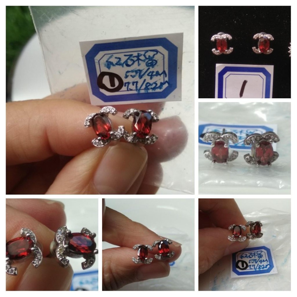 天然水晶紅石榴石拉長石灰月光石拓帕石紅紋石西瓜碧璽耳釘耳鈎耳針耳環耳飾珠寶寶石首飾飾品-細節圖2