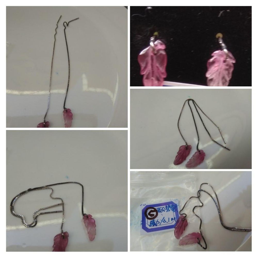 天然水晶紅石榴石拉長石灰月光石拓帕石紅紋石西瓜碧璽耳釘耳鈎耳針耳環耳飾珠寶寶石首飾飾品-細節圖6