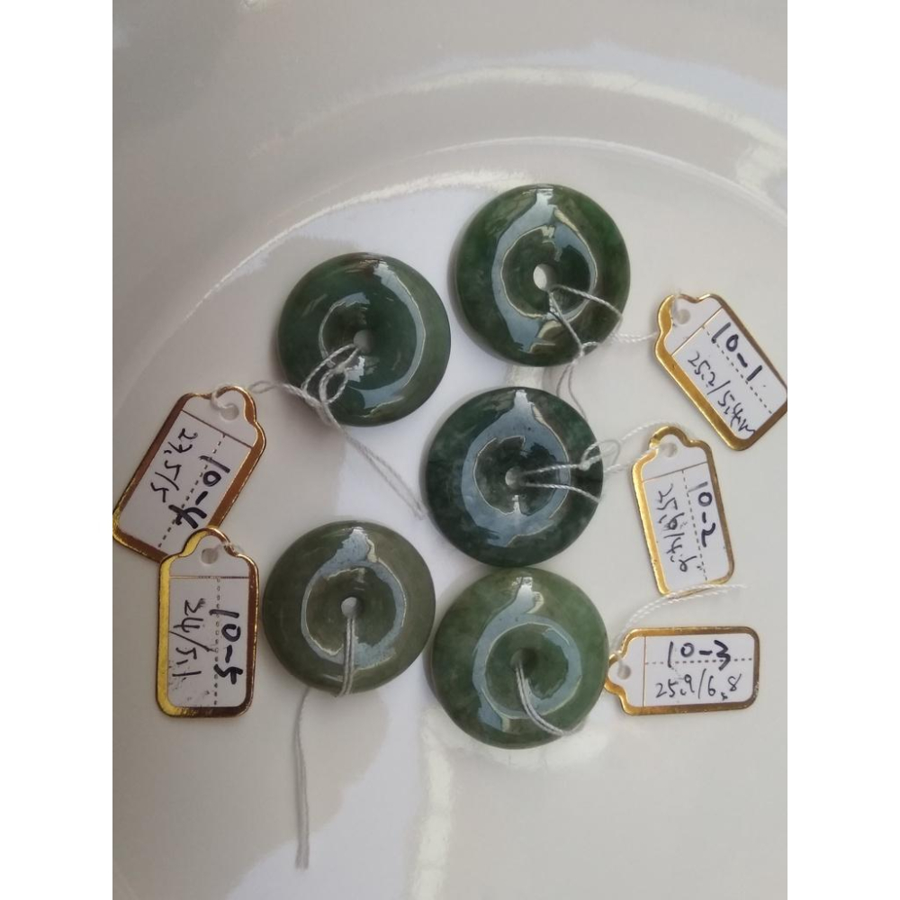 第10組天然緬甸玉A貨翡翠藍水油青飄紅翡平安扣墬子吊墬玉墬掛件珠寶玉石首飾飾品-細節圖8