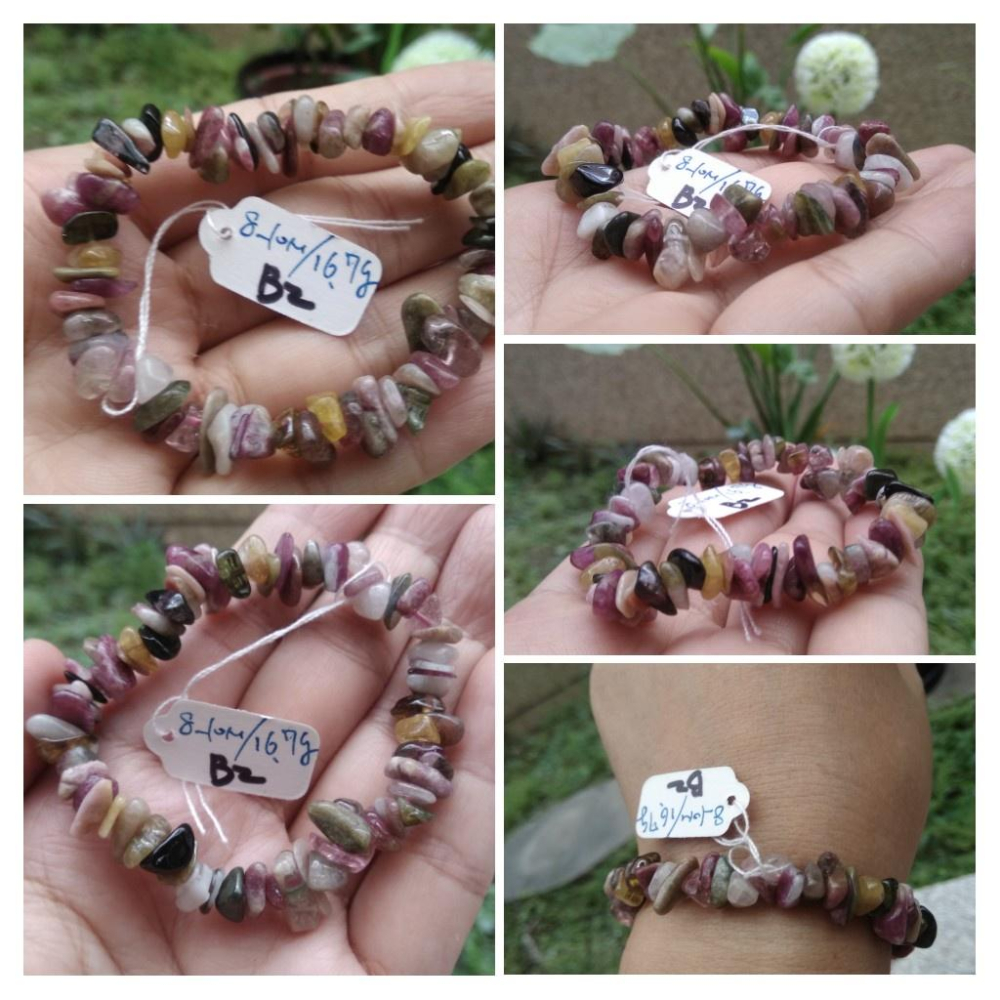 b彩色糖果扁珠不規則隨型項鍊電氣石西瓜碧璽手鍊手環手串任選其一珠寶寶石首飾飾品-細節圖2