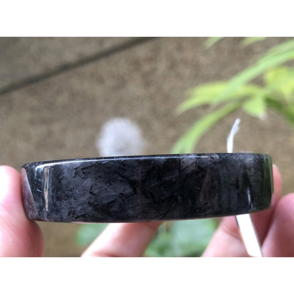 17.44圍滿絲黑板鈦天然黑髮晶黑鈦晶水晶手鐲鐲子玉鐲手環方鐲扁鐲招財珠寶玉石首飾飾品-細節圖2