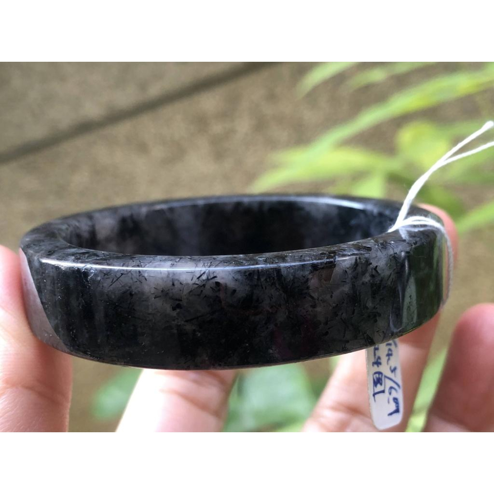 17.44圍滿絲黑板鈦天然黑髮晶黑鈦晶水晶手鐲鐲子玉鐲手環方鐲扁鐲招財珠寶玉石首飾飾品-細節圖3