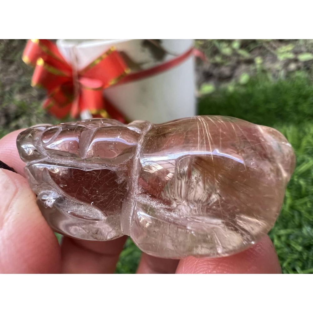 超美水晶透體雲母片紅髮晶鈦晶綠幽靈花幽靈貔貅掛墬吊墬墬子項鍊掛件珠寶寶石首飾飾品-細節圖3