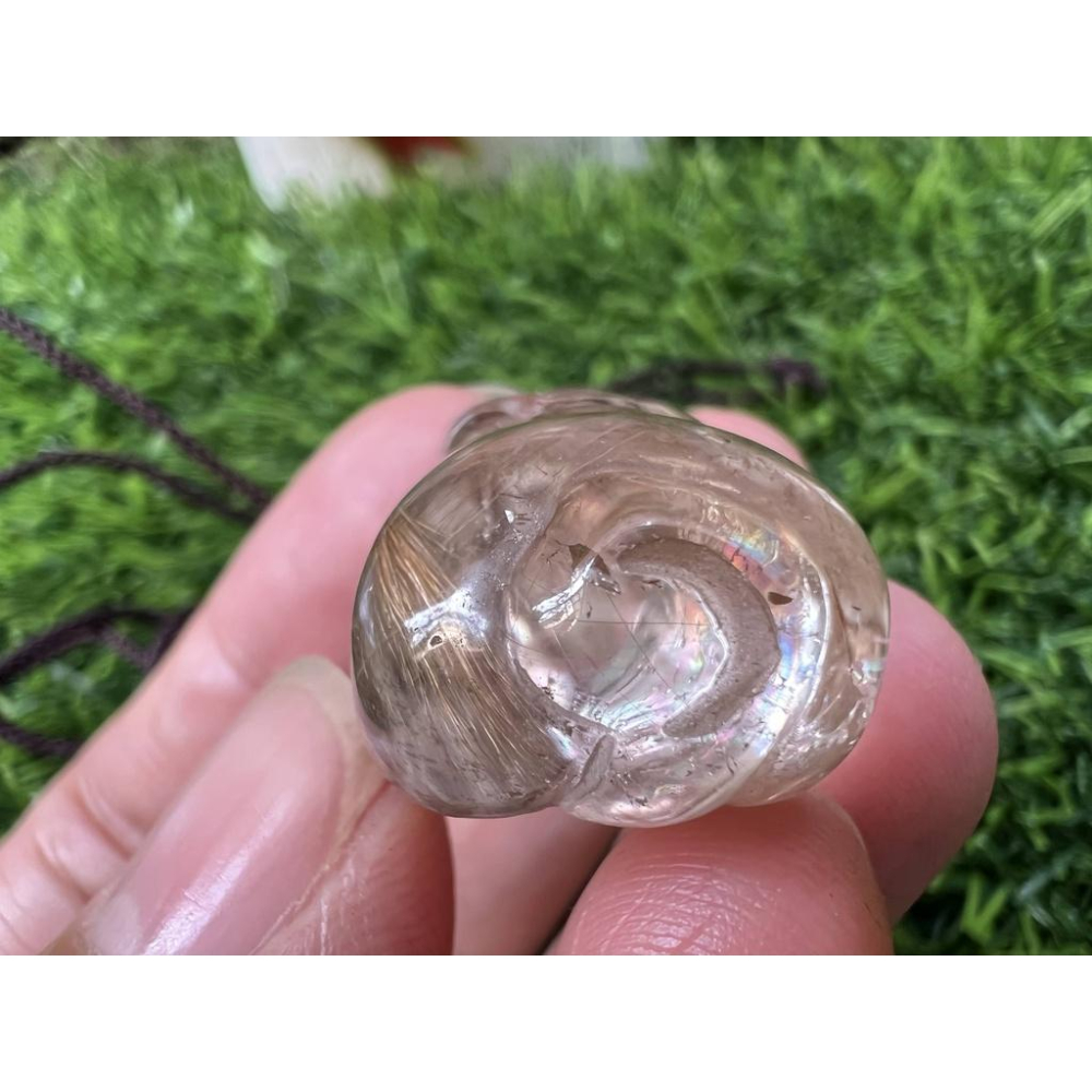 超美水晶透體雲母片紅髮晶鈦晶綠幽靈花幽靈貔貅掛墬吊墬墬子項鍊掛件珠寶寶石首飾飾品-細節圖5