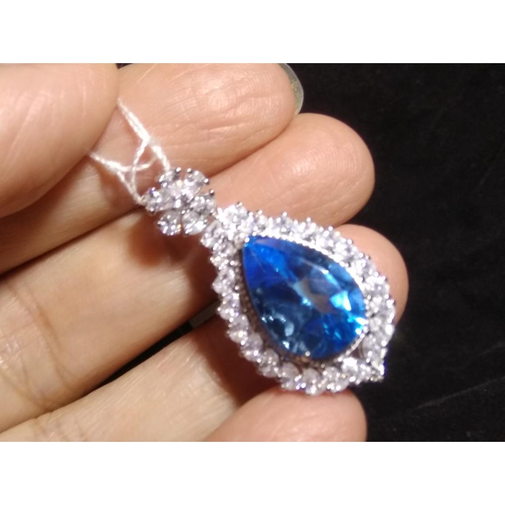 超大拓帕石托帕石吊墜大晶體靚麗刻面吊墜墬子項鍊15*10mm珠寶首飾彩色寶石首飾飾品寶石彩寶-細節圖4