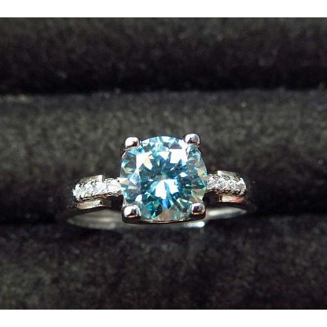 925純銀非常少有檸檬綠莫桑鑽魔星石魔星鑽精美莫桑石包邊戒指1克拉戒指女戒活圍首飾飾品珠寶火彩超好-細節圖2