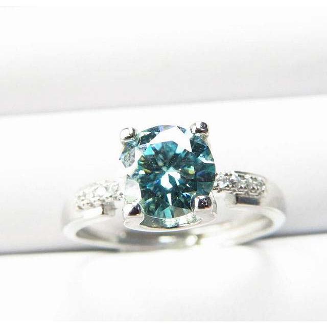 925純銀非常少有檸檬綠莫桑鑽魔星石魔星鑽精美莫桑石包邊戒指1克拉戒指女戒活圍首飾飾品珠寶火彩超好-細節圖3