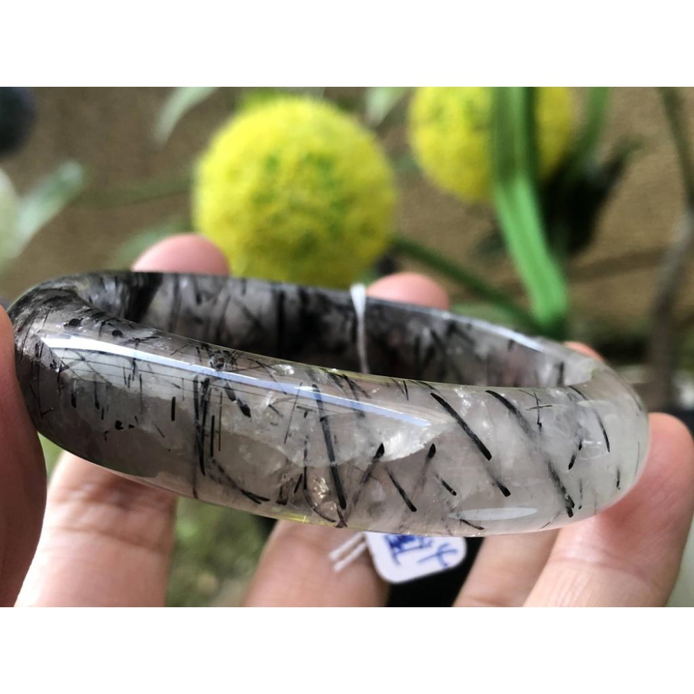 18.62圍滿絲黑板鈦天然黑髮晶黑鈦晶水晶手鐲鐲子玉鐲手環招財珠寶玉石首飾飾品-細節圖4