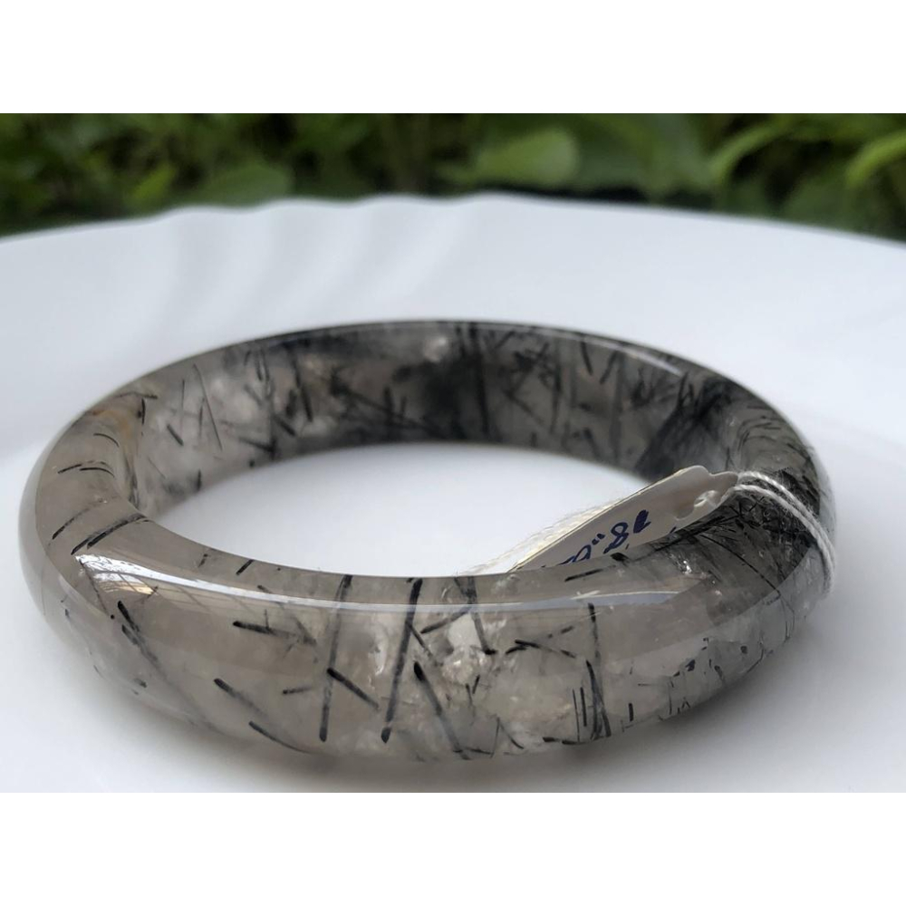 18.62圍滿絲黑板鈦天然黑髮晶黑鈦晶水晶手鐲鐲子玉鐲手環招財珠寶玉石首飾飾品-細節圖7