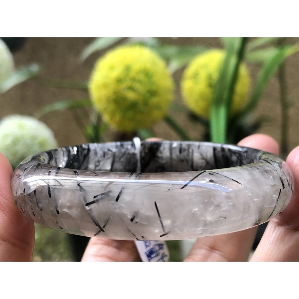 18.62圍滿絲黑板鈦天然黑髮晶黑鈦晶水晶手鐲鐲子玉鐲手環招財珠寶玉石首飾飾品-細節圖8