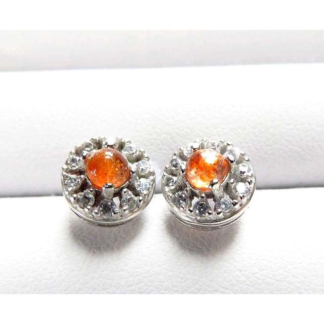 金草莓*熒光種老料*極美AAA級8mm老料金草莓太陽石晶耳環耳飾耳鈎耳針925銀鑲嵌珠寶首飾彩色寶石首飾飾品-細節圖3