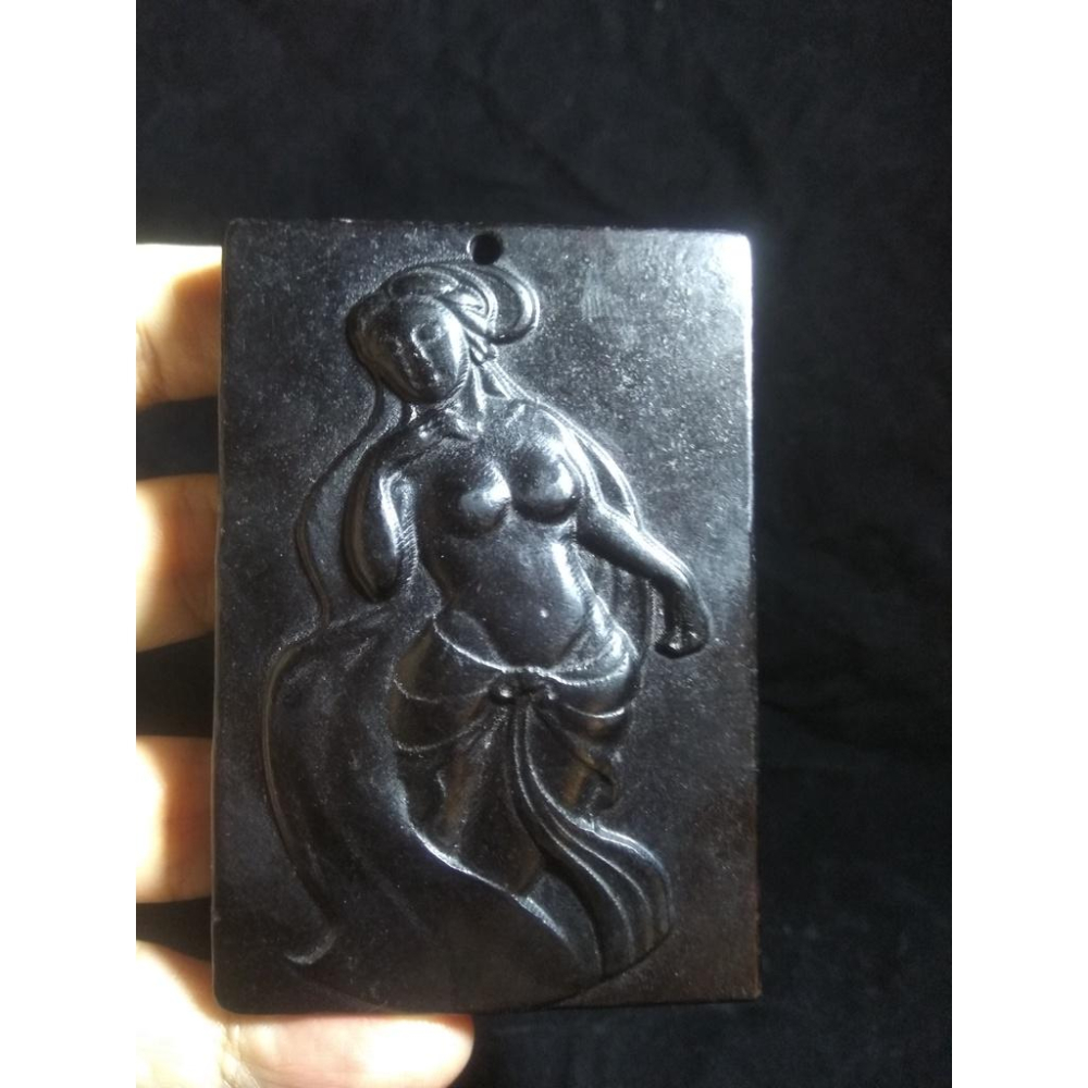 紅山文化隕石隕鐵西藏收珍寶級文玩赤裸美女手把件把玩件新疆墨玉超大件80*54.5*12.4mm-細節圖3