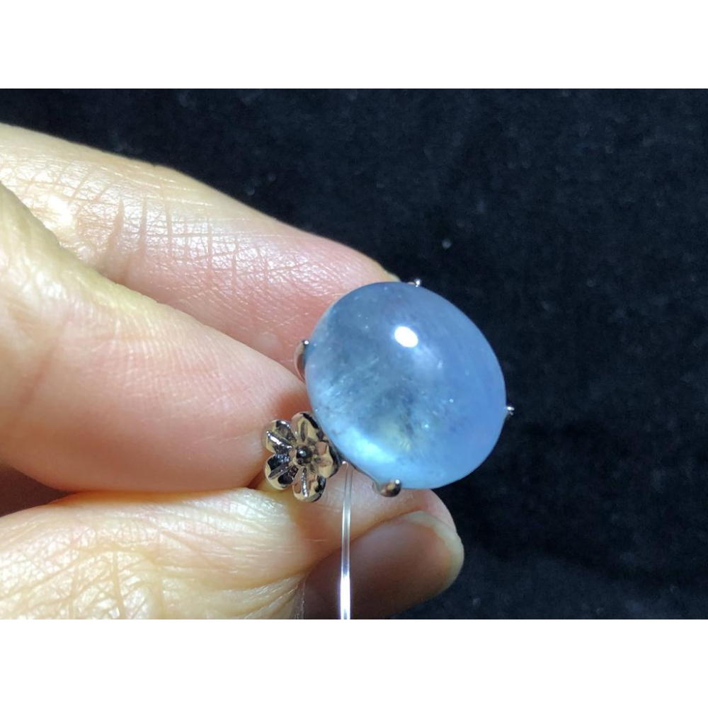 E組天然海水藍寶海藍寶石戒指五行補水活圍內徑可調925銀男戒女戒珠寶首飾彩色寶石首飾飾品-細節圖8