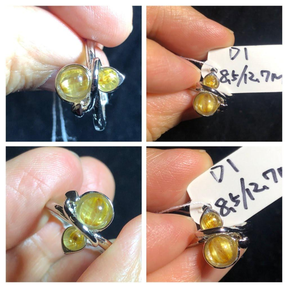 D組天然水晶紅髮晶葫蘆福祿金髮晶貓眼鈦晶戒指925銀戒指活圍可調珠寶寶石玉石首飾飾品-細節圖5