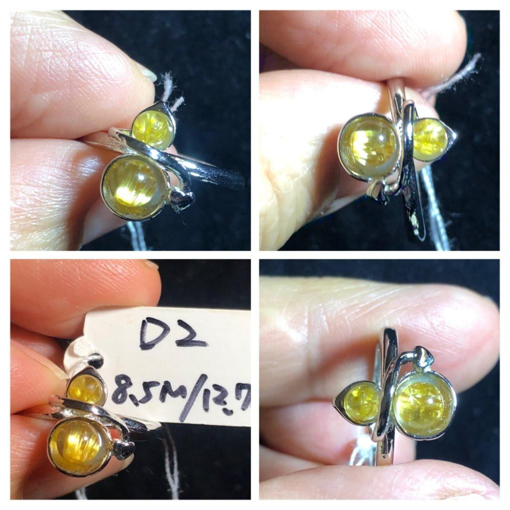 D組天然水晶紅髮晶葫蘆福祿金髮晶貓眼鈦晶戒指925銀戒指活圍可調珠寶寶石玉石首飾飾品-細節圖7