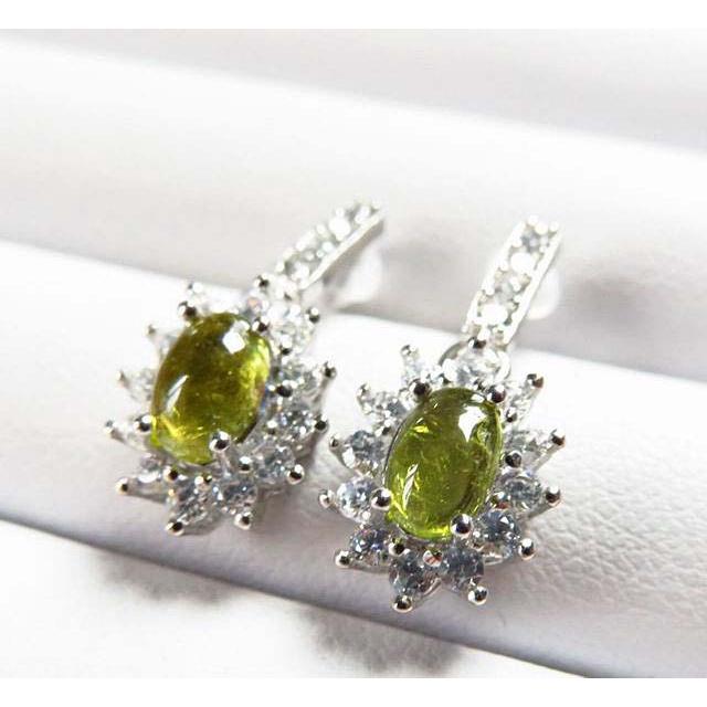 天然彩色黃綠碧璽耳釘耳環耳飾耳鈎耳針925銀鑲嵌6*4.5mm珠寶首飾彩色寶石首飾飾品寶石彩寶-細節圖2