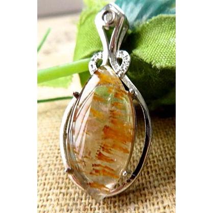 天然水晶三輪骨幹紫鈦吊墜掛飾掛墜墜子925銀鑲20*10.2*3mm珠寶寶石玉石首飾飾品-細節圖3