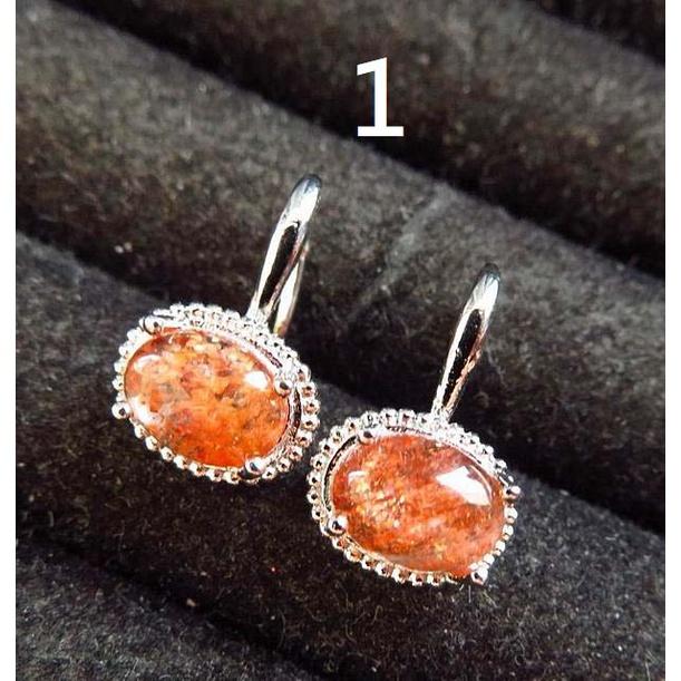 螢光種老料天然水晶金草莓耳釘耳環耳飾耳鈎耳針925銀鑲嵌8*6mm珠寶首飾彩色寶石首飾飾品兩號任選其一-細節圖3