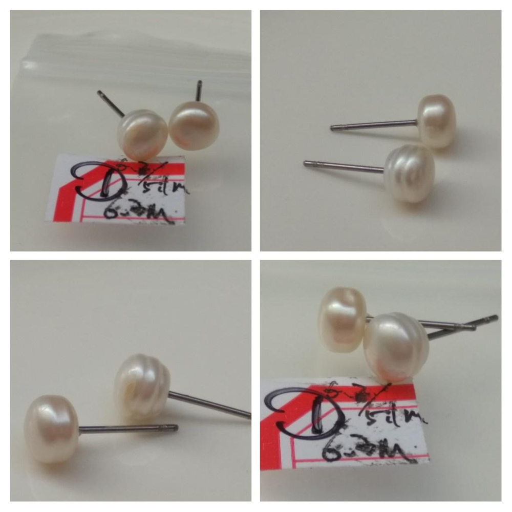 925銀原創銀鑲嵌天然白珍珠粉珍珠耳釘耳鈎耳針耳環耳飾珠寶寶石首飾飾品-細節圖3