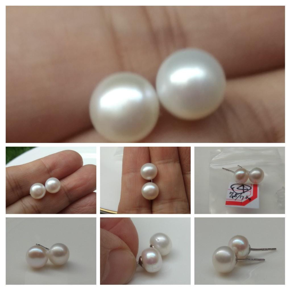 925銀原創銀鑲嵌天然白珍珠粉珍珠耳釘耳鈎耳針耳環耳飾珠寶寶石首飾飾品-細節圖6