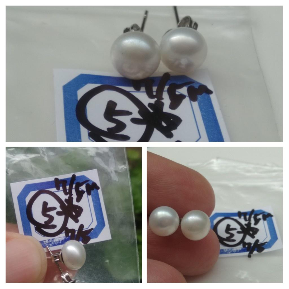 925銀原創銀鑲嵌天然白珍珠粉珍珠耳釘耳鈎耳針耳環耳飾珠寶寶石首飾飾品-細節圖7