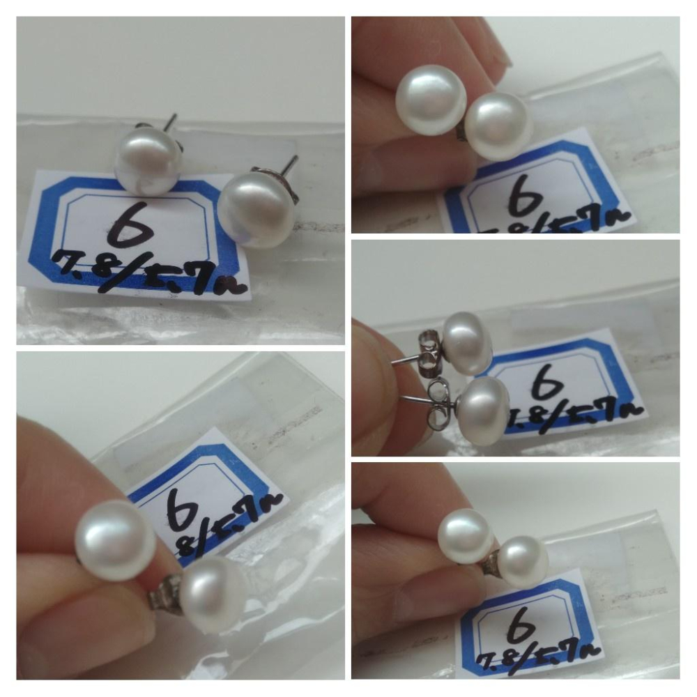 925銀原創銀鑲嵌天然白珍珠粉珍珠耳釘耳鈎耳針耳環耳飾珠寶寶石首飾飾品-細節圖8